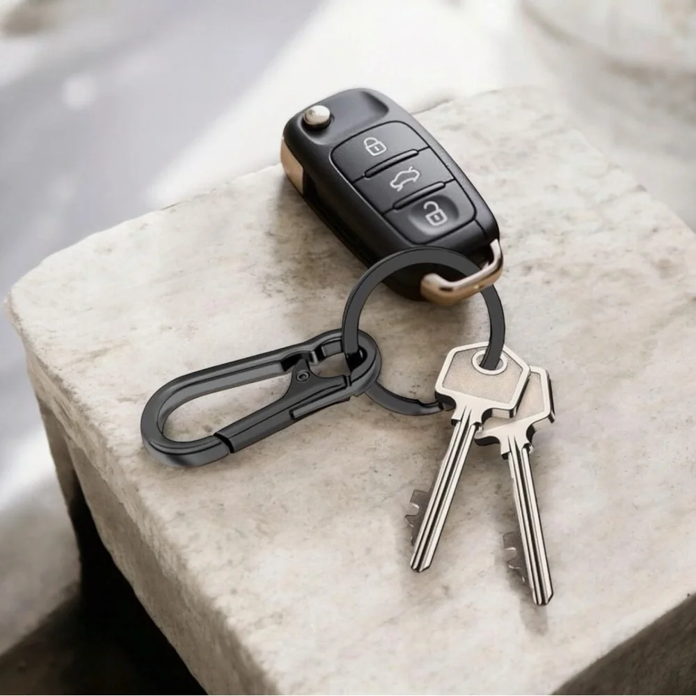 NEW 3-Pack Metal Key Chain Ring Clip Holder Silver, Rose Gold & Black